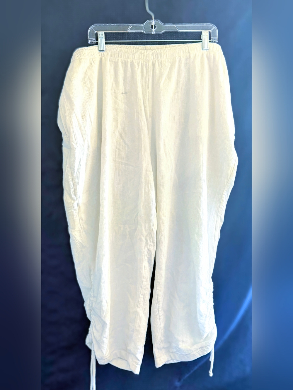 Lightweight White Drawstring Casual Pants Sz 2x